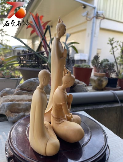 台灣現貨 實體店鋪 雲南大葉黃楊精雕作品【北魏佛套組】5