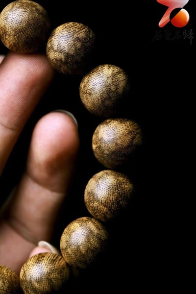 天然野生 老料柬埔寨虎斑紋沉香14mm×15顆  重量16克+4