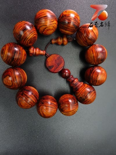 海南黃花梨 野生料虎皮黃金對眼19.5mm手珠3