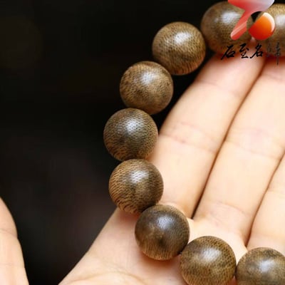 天然野生 柬埔寨菩薩棋虎斑紋沉香14mm手珠 重16克4