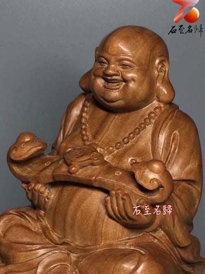 天然野生 印度邁索爾老山檀香 頂級黑肉沉水去心二膘料【彌勒笑佛】4