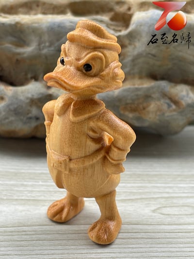 黃楊木雕件【唐老鴨】高7.5公分5