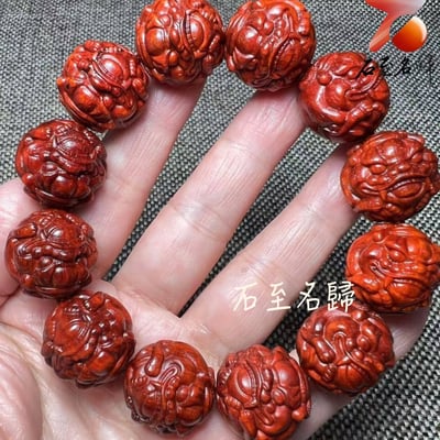 印度小葉紫檀二膘老料【招財瑞獸．有求必應20mm手珠】2