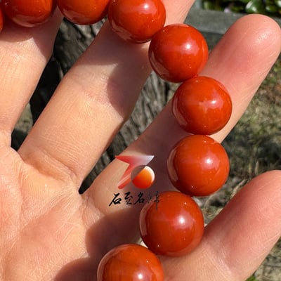 天然 保山南紅瑪瑙 啞光細膩精品13mm×18顆手珠3