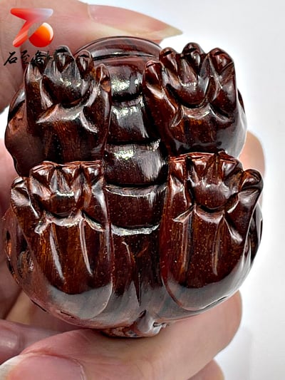 印度小葉紫檀高油密二膘材質 湘工精雕【吉獅】7