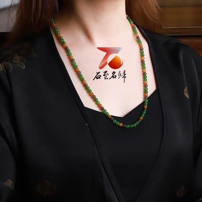 和田玉多寶手串精選6mm×107顆 碧玉+煙紫+糖玉6