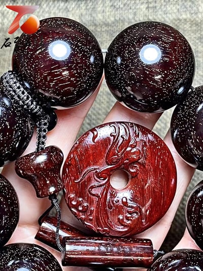 帝王之木 印度小葉紫檀超爆星大豪珠30mm手珠9