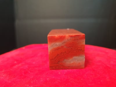 寮國玻璃體朱砂印章【魚戲蓮】3