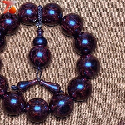 精選極品海南黃花梨紫油梨 X紋對眼+京劇臉譜18mm手珠 重量 45.4克3