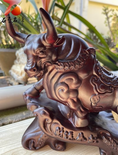 台灣現貨 實體店鋪 進口黑檀木【財運如虹牛】7