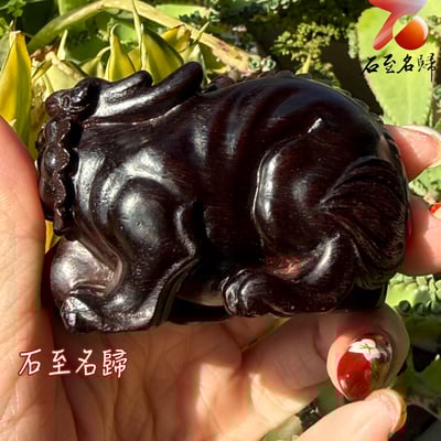 天然 印度小葉紫檀高油密帶金星樹心料 湘工手作【鎮庫貔貅】3