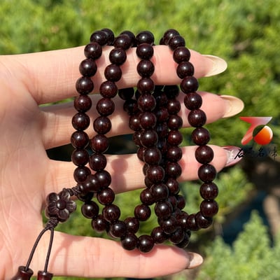 天然 印度小葉紫檀高油密老料爆滿金星6mmx108顆手串4