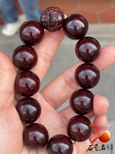 天然 印度小葉紫檀玻璃底老料 高油高密20mm手珠【招財貔貅】4