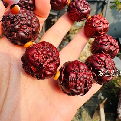精選天然 印度小葉紫檀老料25mm【招財貔貅】手串3