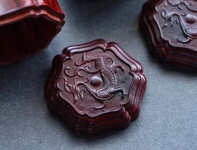 印度小葉紫檀整料純手工雕刻【招財螭龍-茶葉罐一對】4