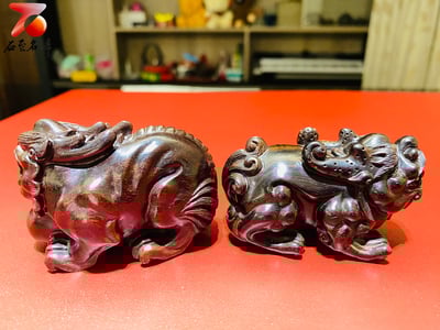 印度小葉紫檀高油密二膘料 湘工手作【招財貔貅套組】2