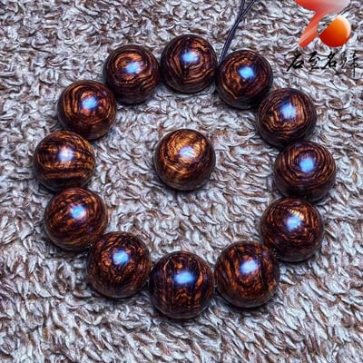 臻藏 海南黃花梨老料 螺旋水波陰陽珠20mm手珠 重量50克6