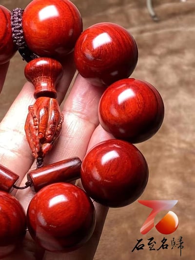 精選印度小葉紫檀雞血紅泥料25mm×10顆7