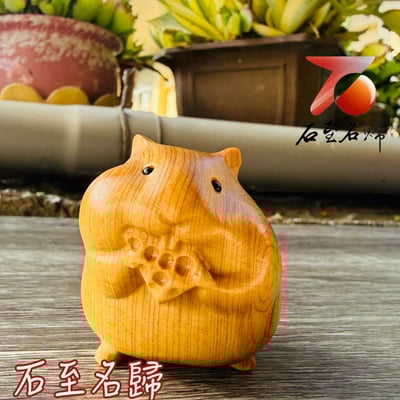 天然崖柏木整料雕刻【倉鼠四兄弟，四鼠四種福】單隻高6公分4