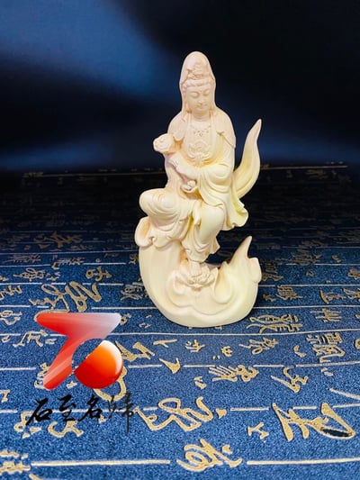 黃楊木精雕作品【火焰觀音】木雕觀音 整料製作 高15公分2