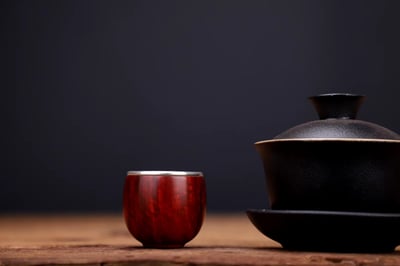 印度小葉紫檀＋純銀【比翼雙飛酒杯/茶杯一對】5