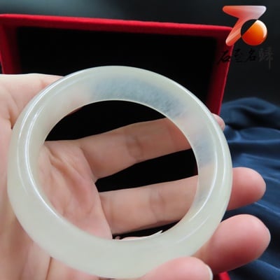 高冰料蠶絲玉 寬版玉鐲2