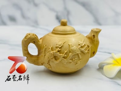 黃楊木精雕【花鳥壺】2