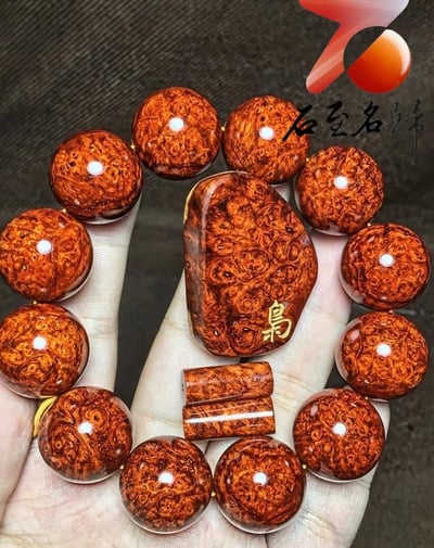 印度小葉紫檀20mm×12顆 超爆滿葡萄纓子瘤疤【梟】8