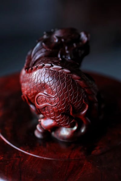 印度小葉紫檀瘤疤料製【招財麒麟-大滿罐】6