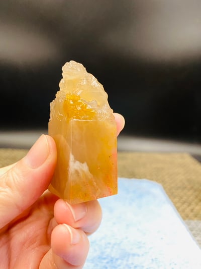 玻璃凍石巴林雞血印章7