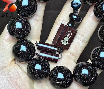 印度小葉紫檀老料 泥料黑珍珠20mm手珠【佛-悟道】6