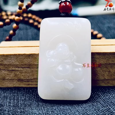 和田玉籽料一級白〔羊脂白] 作品 【滿皮彌勒佛 】蘇州名家作品 附雙鑑定證書5