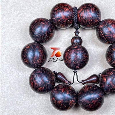 天然 海南黃花梨紫油梨老料臻藏品【爆滿芝麻花瘤疤王25mm手珠】2