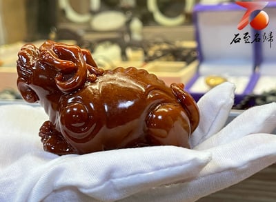 壽山石雕件【招財瑞獸】老師傅手工  附精美收藏禮盒3