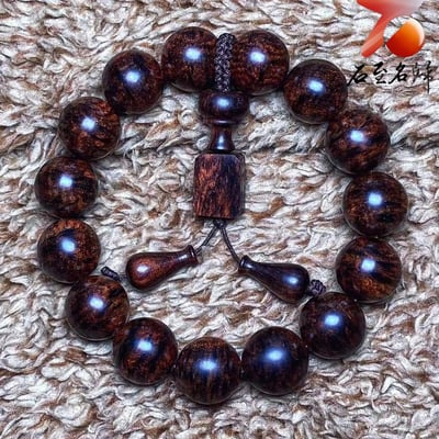 臻藏 海南黃花梨老料 爆滿芝麻點15mm手珠 重量30克2