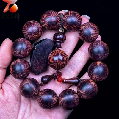 頂級收藏 一串封神 海南黃花梨 紫油梨紋理型王者20mm手珠7
