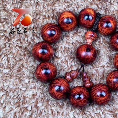 海南黃花梨野生料手珠 20mm×12+1顆 重量49.1克3