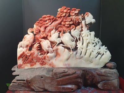 壽山石擺件【松鶴延年】1