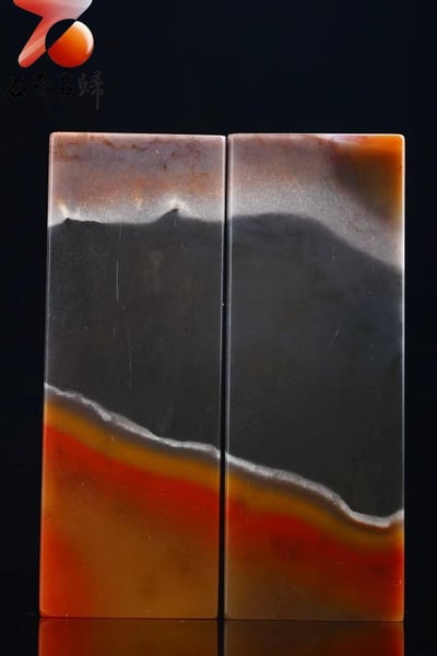 天然壽山五彩奇石對章 【火焰山】5