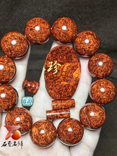 印度小葉紫檀泥料 爆滿纓子瘤疤手珠【珍】4