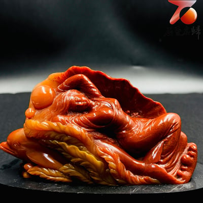 老撾滿朱砂純手工精雕收藏品【海韻童夢・豚伴芳華】2
