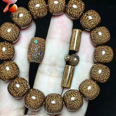 自然瑰寶 巴布亞貢木手珠13×14mm龍鱗紋【錘紋天珠】4