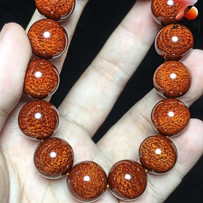 印度小葉紫檀龍鱗+滿金星15mm×15顆【聚財扇貝】7