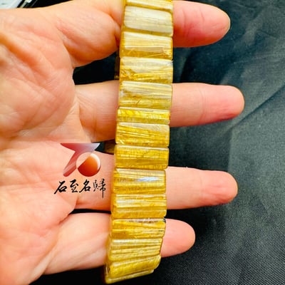 一物一拍｜天然巴西順絲鈦晶水晶手排 寬15.5mm 手圍18公分3