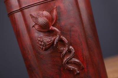 印度小葉紫檀 清刀款【鴛鴦戲水-大茶葉罐】4