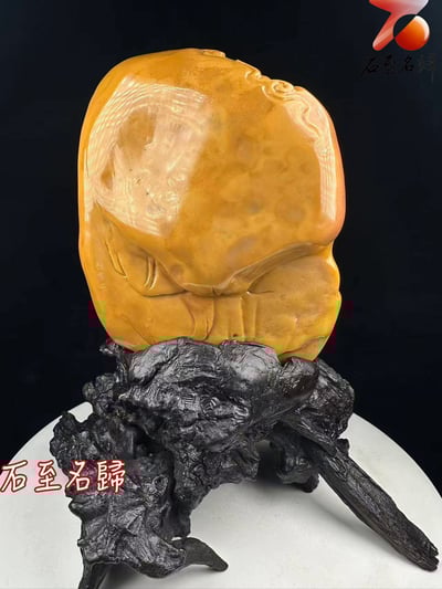 精品黃皮紅心寮國田黃石擺件【龍騰盛世】4