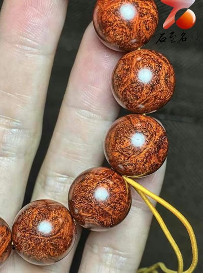 印度小葉紫檀泥料瘤疤+螺旋金星【圓滿與智慧的象徵-花開見佛】18mm手6