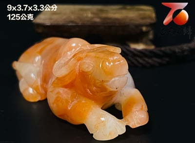 精美高山石 老師傅手工雕刻【財運如紅（虹）牛】3