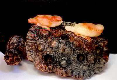 老師傅手工 巧色巧雕 壽山結晶桃花白芙蓉石手把件【喜鵲-喜訊綿連】1