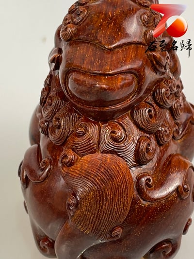 印度小葉紫檀高油密材質 湘工工藝精品手把件【踩球貔貅】6